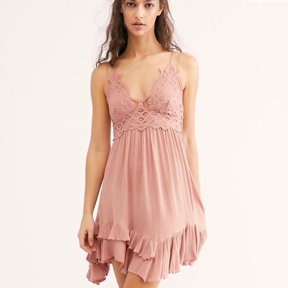 Free People Dresses & Skirts - Free People Adella Rose Lace Mini Slip Dress NWT